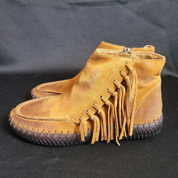 Antelope Size 37 / 6.5-7 US Suede Moccasins Boots Shoes Side Zip NEW! Hard Sole - Picture 2 of 9